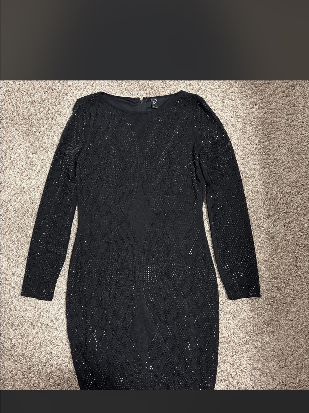Windsor Black Long-Sleeve Sequin Bodycon Dress